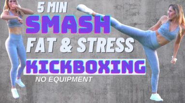 SMASH THE FAT👊 5 minute Cardio Kickboxing 10 Day Challenge