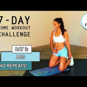 20 Min ABS WORKOUT at Home [NO EQUIPMENT + NO REPEAT] // DAY 3: 7 DAY HOME WORKOUT CHALLENGE ❤