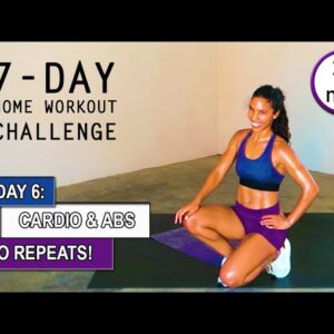 20 Minute HIIT Cardio Workout + Abs At Home - With Warmup // DAY 6: 7 DAY HOME WORKOUT CHALLENGE ❤