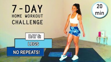 20 min AT HOME LEG WORKOUT (Bodyweight, No Equipment) // DAY 5: 7 DAY HOME WORKOUT CHALLENGE ❤