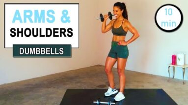10 Min DUMBBELL ARMS & SHOULDER WORKOUT at Home