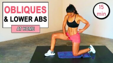 15 Min Lower Abs & Obliques Focus 🔥 | Abs workout for women (Small waist)