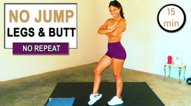 15 min No Jumping Legs and Booty Workout - No Equipment needed | No Repeats