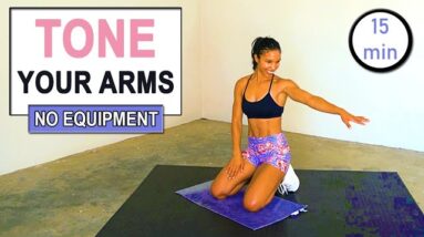 15 min Toned Arms Bodyweight Workout - No Equipment (quick + intense) | Home Arm Workout