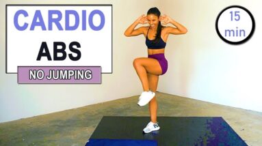 15 min Low Impact CARDIO + ABS Workout // No Repeats - No Jumping - No Equipment