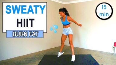 15 min Intense & Sweaty 💦 HIIT Workout For Fat Burn & Cardio | At Home Workout