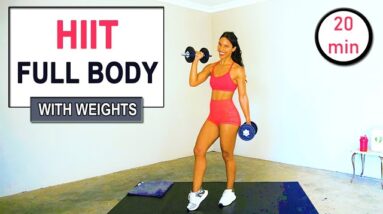 20 min SWEATY FULL BODY HIIT Workout With Dumbbells - No Repeat Workout