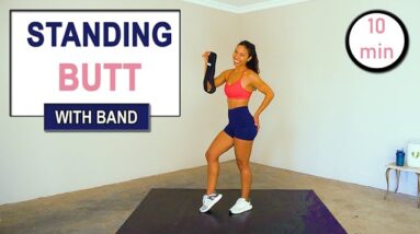 10 min STANDING BUTT Workout at Home | For Women | Booty Bands Workout