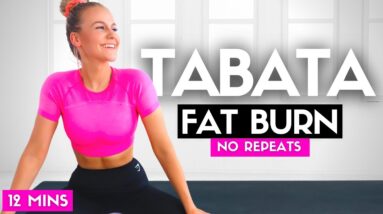 12 MIN TABATA Fat Burn NO REPEAT - Fast Killer Body Weight Workout!