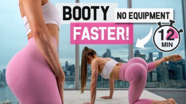 12 MIN "No Equipment" NON-STOP BOOTY Workout To Grow BUTT FASTER! Floor Only, No Squats, At Home