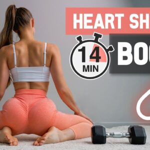14 MIN HEART SHAPED BOOTY Workout - 10 Exercises to Grow Round Butt & Hips, At Home + Weights