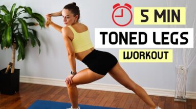 GET TONED LEGS WORKOUT: Slimmer Legs in 10 Days (Lose Thigh Fat) | 5 Min Home Workout (No equipment)