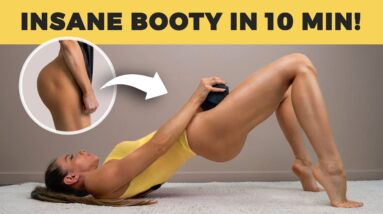 INSANE BOOTY Workout in JUST 10 Min! Intense, Floor Only, No Squats, At Home + Weights