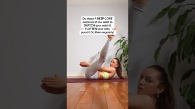 4 Exercises for SLIM WAIST & FLAT BELLY pooch❤️‍🔥DEEP CORE Workout #workout #postpartum #crunches