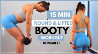 15 Min Booty Workout with Dumbbell to Get Round & Lifted Butt (Gym Style Home Workout)