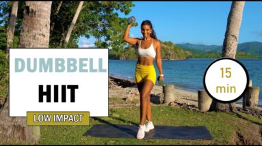 15 Minute Full Body Dumbbell HIIT Workout | Low Impact | full Body Workout at Home Modern Fit Girl