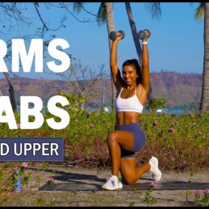 15 MIN TONED UPPER BODY + ABS Workout With Weights +WARM UP | No Repeat, Home Workout with dumbbells