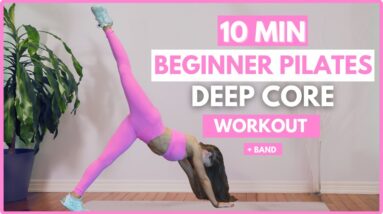 10 Min Beginner Pilates Deep Core Workout (+ Band)| Get Flat Belly & Strong Core- Programs are LIVE😍