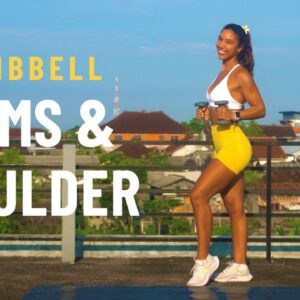 15 Min DUMBBELL ARMS & SHOULDER WORKOUT at Home | No Repeat