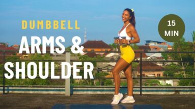 15 Min DUMBBELL ARMS & SHOULDER WORKOUT at Home | No Repeat