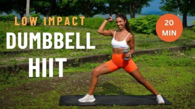 20 min Dumbbell Low Impact HIIT Workout | Full Body Workout with Weights & Warm Up | Modern Fit Girl