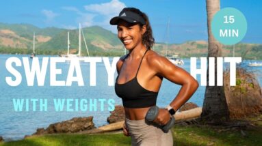 15 Minute Full Body Dumbbell HIIT Workout | HIIT Workout with Weights | Modern Fit Girl