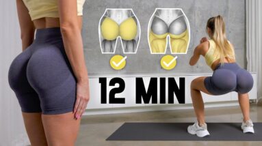 12 MIN BEST SQUAT Challenge - 11 Exercises to Grow Booty & Tone Legs, No Equipment, At Home
